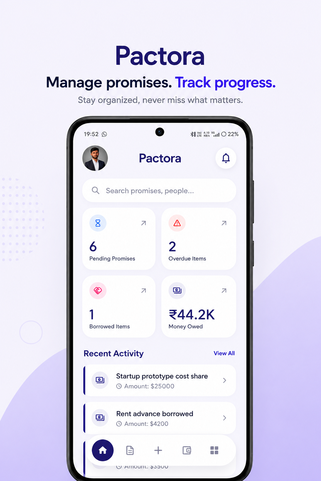 Pactora Home App Screenshot